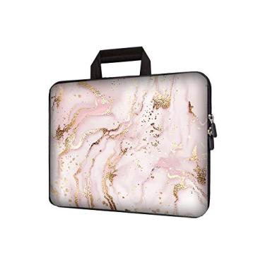 Imagem de Bolsa de transporte de neoprene para laptop de 15 polegadas, capa para Chromebook, Ultrabook, capa de viagem para tablet com alça de zíper, capa para transporte de netbook/laptop de 14 15 e 15,4