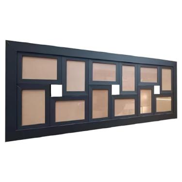 Imagem de Painel Quadro Multifotos Com Vidro 12 Fotos Moldura Preta