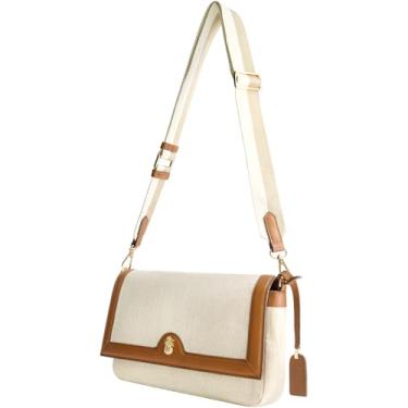 Imagem de Bolsa tiracolo Tommy Bahama, mini bolsa feminina com design de linho e alça de ombro ajustável, natural, Natural
