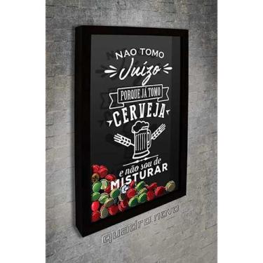 Imagem de Quadro Porta Tampinhas Não tomo Juízo - Quadro Novo, Preto, 26x36