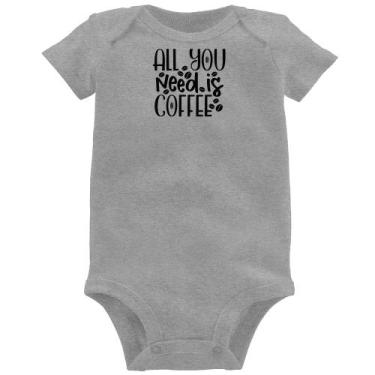 Imagem de Body Bebê All You need is coffee - Foca na Moda, Cinza, P