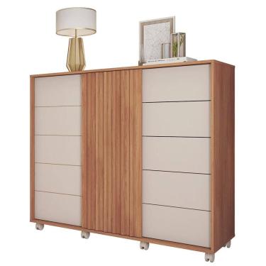 Imagem de Cômoda Grande 2 Portas 5 Gavetas  Marrom Pegasus Caemmun