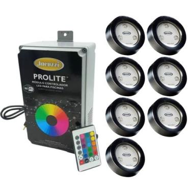Imagem de Kit 7 Led Piscina JWAY20 9W Rgb + Controlador JMCW08 Jacuzzi