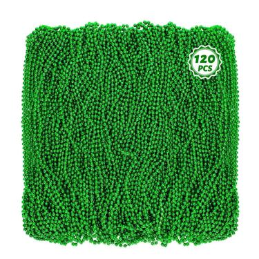 Imagem de Colares de miçangas Huskein Mardi Gras 120 de plástico verde 84cm