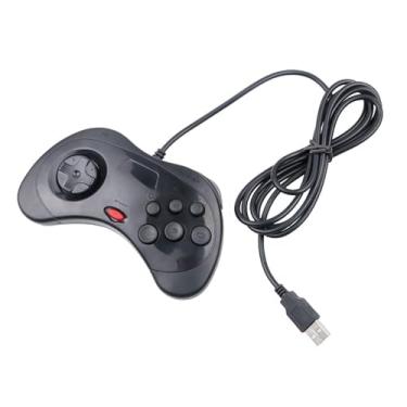 Imagem de AARONMEI USB Wired Game Controller For Sega Saturn System And PC - Classic Style Gamepad Joypad (Black)