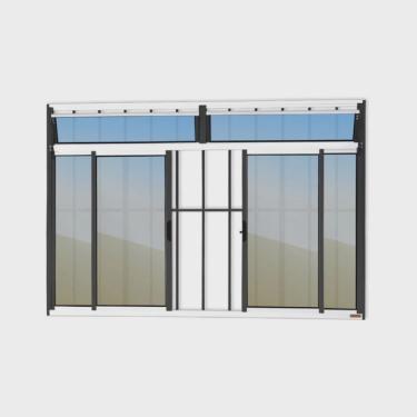 Imagem de Janela Plus 4 Folhas com Bandeira e Grade Vidro Reflex 100cm x 200cm Brimak