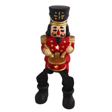 Imagem de Soldado Natalino Quebra Nozes Perna Mole Com Luz 1 Led 12,5cm saldão.