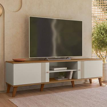 Imagem de Rack Denver 1,80cm Off White Nature Peternella Móveis