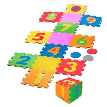 Imagem de Tapete Eva Infantil 28x28cmx5mm Amarelinha 16 Peças Números - EVAMAX