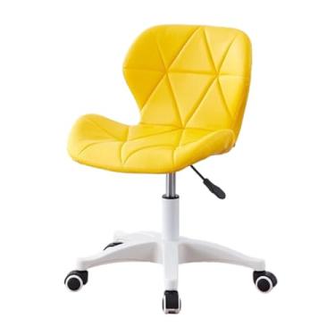 Imagem de JBNCRYGD Cadeira de mesa sem braço, cadeira de escritório giratória com encosto baixo, cadeira de tarefas ajustável com rodas e padrão de diamante, para barbeiro de computador doméstico, D