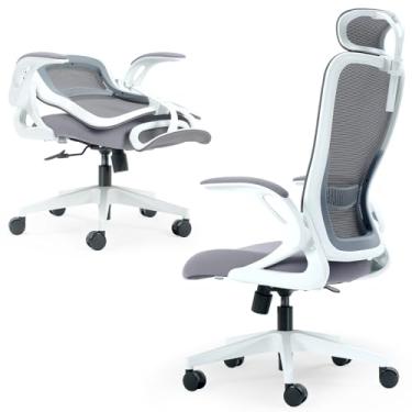 Imagem de Tervo Modelo U | Cadeira de escritório dobrável para espaços pequenos | Design ergonômico com malha de alto rebote | Cadeira de mesa de computador para jogos | Para adultos e crianças | Dobrável e