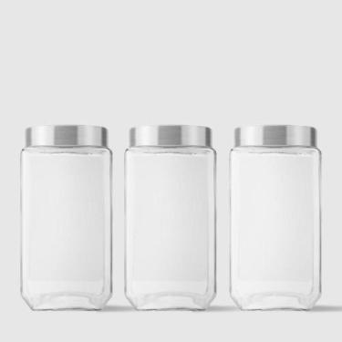 Imagem de Kit com 3 Potes Quadrados Collection 2,2L Inox Escovado Invicta, Único