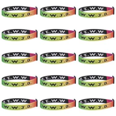 Imagem de Pmormyy 15 pulseiras WWJD para mulheres e homens, pulseiras de presente de Jesus Cristão, ajustável, What Would Jesus Do, Fibra de poliéster, Sem Pedra Preciosa