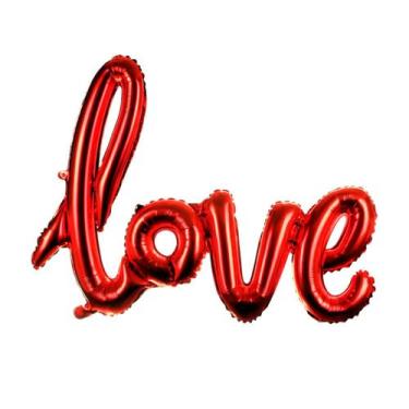 Imagem de Balão Vermelho Metalizado Com Frase Love 101x67cm - Ponto das Festas, 