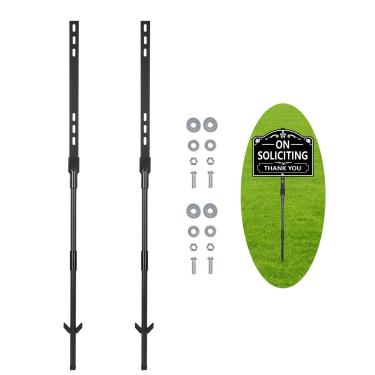 Imagem de Pacote com 2 estacas de metal para quintal, 127 cm de comprimento, suporte de madeira compensada ajustável em altura, resistente à ferrugem, ao vento e à poeira, estaca de metal resistente para