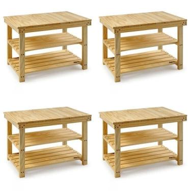 Imagem de Kit 4 Armários Multiuso em Madeira Maciça Bege