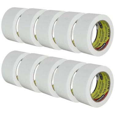 Imagem de Kit 10 Rolos De Fita Crepe 48mm x 50m Adelbras Mask 710 Largo Pintura 