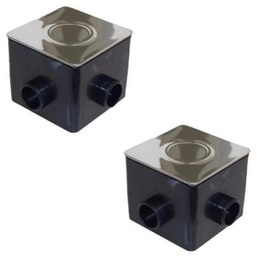 Imagem de Kit 2x Caixa De Passagem Base Quadrada E Tampa Inox Brustec