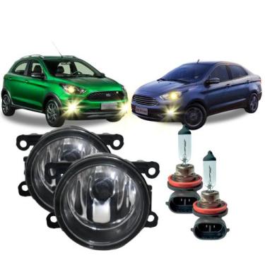 Imagem de Par Farolete Milha Lente em Vidro + Lâmpadas H11 Ford Ka 2014 á 2021 -