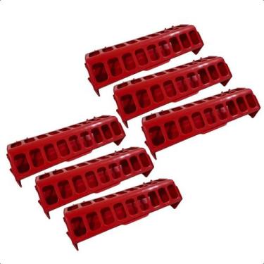 Imagem de Kit 6 Comedouro Calha 30cm Para Aves Frango Cordona Galinhas - AVIPET