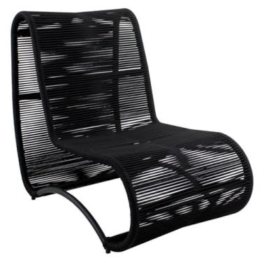 Imagem de Espreguiçadeira Poltrona Leroy Corda Náutica Preta Jardim Piscina