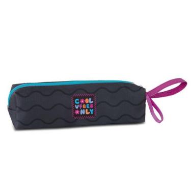 Imagem de Estojo Simples Cool Vibes Only Juvenil Organizador Escolar Feminino - 