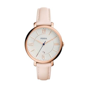 Imagem de Fossil Relógio feminino Jacqueline com pulseira de aço inoxidável ou couro, mostrador analógico, Ouro rosa, blush, One Size, Jacqueline
