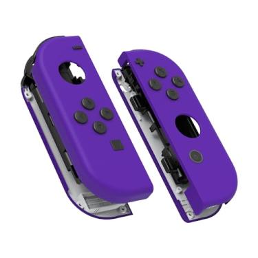 Imagem de eXtremeRate Joycon Caixa de controle portátil com botões completos, capa de reposição DIY para Nintendo Switch Joy-Con – Console Shell não incluído, Roxa, Joycon Shell and Buttons