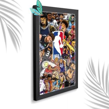 Imagem de Genérico, Quadro Decorativo NNBA Cartoon + Vidro 33x25 Sala Escritório Cor:Preto