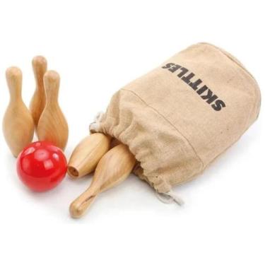 Imagem de Mini Jogo de Boliche Retrô em Madeira  Diversão Vintage! - Home