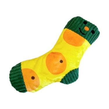 Imagem de ＡＷＨＡＯ Brinquedo de pelúcia para cachorro, meias de pelúcia, esconde-esconde interativo, desenho animado, mordedor, brinquedo divertido com guincho, Laranja