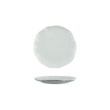 Imagem de Prato raso de cerâmica fosco minimalista doméstico, utensílios de mesa irregulares de estilo nórdico - branco fosco de 20 cm