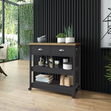 Imagem de Aparador Carrinho Chá 2 Gavetas Ba-135 Denver Ditália Móveis Preto