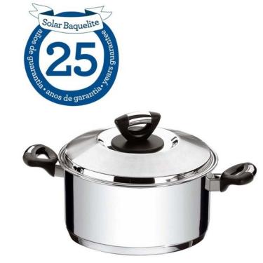Imagem de Caçarola Funda Tramontina Solar Baquelite Inox - 24M Preto Com Inox
