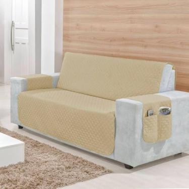 Imagem de Protetor de Sofá 2 3 4 Lugares Retrátil (1,00/1,50/1,80/2,20m) Capa Matelada Porta Objetos(BEGE,3 Lugares (1,80m) King)