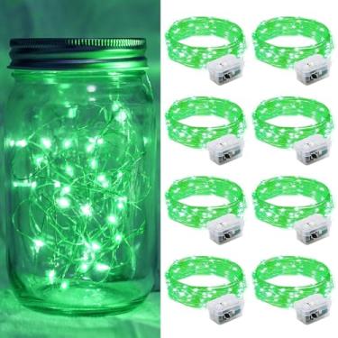 Imagem de chzk Pacote Com 8 Luzes De Led A Pilhas, Mini Cordão 2,13 M 20 Leds, À Prova D'Água, Cintilante, Estrelado, Para Potes Vidro, Casamento, Festa Natal, Decoração Quarto