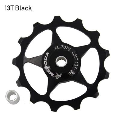 Imagem de Par Roldana Polia Alumínio Câmbio Bike 13 Dentes Rolamento Cor Preto -