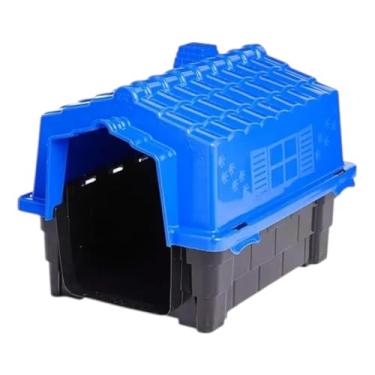 Imagem de Casinha De Cachorro Plástica Pequeno e Medio Porte Casa Para Pet, Desmontável Resistente Com Proteção UV, 8 saídas de ar e 4 pontos para saída de água, Tamanhos N1. N2. N3. (Azul, N.1)