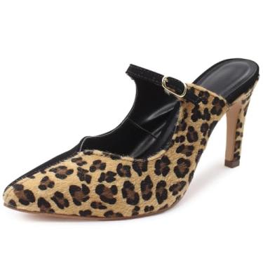 Imagem de Scarpin Mule Re&Ton Confortável Salto Alto Moderno SC15 (Onça Preto, BR, Adulto, Numérico, 36)