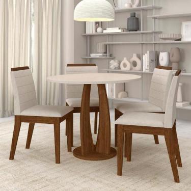 Imagem de Sala De Jantar Redonda Fontana Com 4 Cadeiras Freijó/off/bege - M.a - 