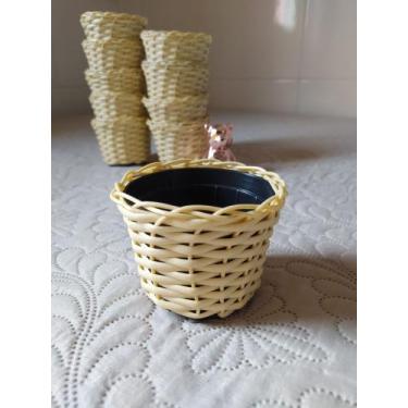 Imagem de 10 vaso vasinho cachepô cachepot para flores plantas fibra sintética p