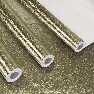 Imagem de Kit 15M Papel de Parede Adesivo Cozinha Alta Temperatura Dourado Textu