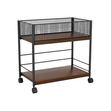 Imagem de Bothyi Prateleira de armazenamento embaixo da mesa, organizador de arquivos e roupas artesanais multifuncionais, prateleira de malha para quarto de criança, Preto com Roda