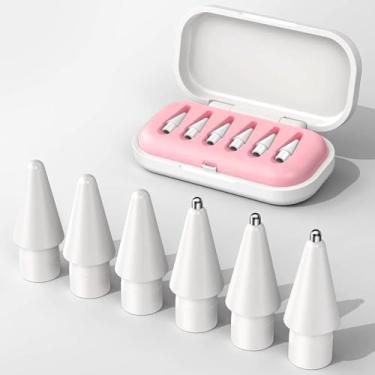 Imagem de Pacote com 6 pontas de substituição para Apple Pencil, pontas de agulha para IpadPencil com capa, ponta de lápis sem desgaste para Apple Pencil 2ª geração/1ª geração/USB C/Pencil Pro, conjuntos de