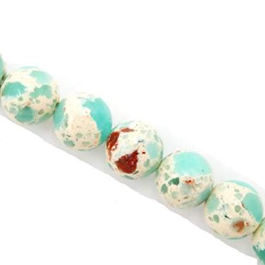 Imagem de Malahill Contas de pedra preciosa para fabricação de joias, vendidas por saco, 5 fios internos, verde agalmatolite sintético 6 mm