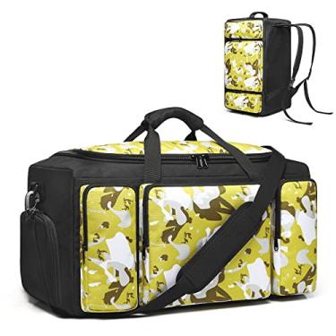 Imagem de Mochila esportiva de ginástica à prova d'água esportiva bolsa de viagem de fim de semana para homens e mulheres bolsa de noite com compartimento para sapatos, Camuflagem verde