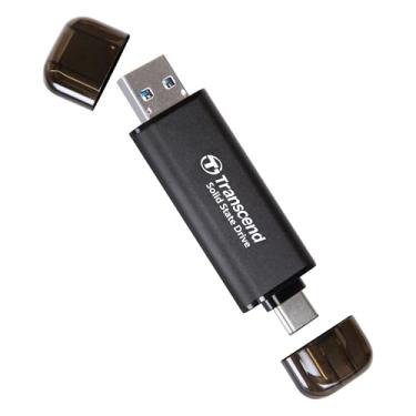 Imagem de Transcend SSD externo de 256 GB, até 1.050 MB/s, pen drive USB duplo para iPhone, iPad e Mac; Windows e Android, tablet e PC, Smart TV, pen drive USB 3.2 geração 2, pen drive, 2 em 1 tipo C e cartão