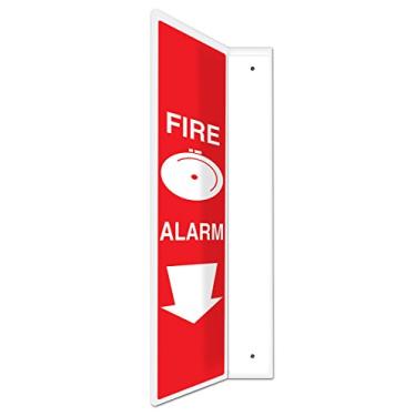 Imagem de ACCUFORM Placa de projeção 90D SIGNS PSP715, legenda "Fire Alarm (seta)" com gráfico, painel de 61 x 10 cm, plástico de alto impacto de 0,25 cm de espessura, orifícios de montagem pré-perfurados,