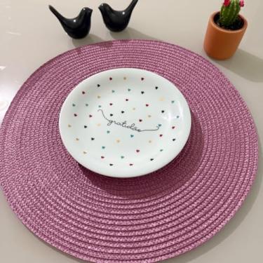 Imagem de Kit 6 Lugares Jogo Americano Descanso Prato Redondo Decorativo Supla De Mesa Posta Jantar (Roxo)