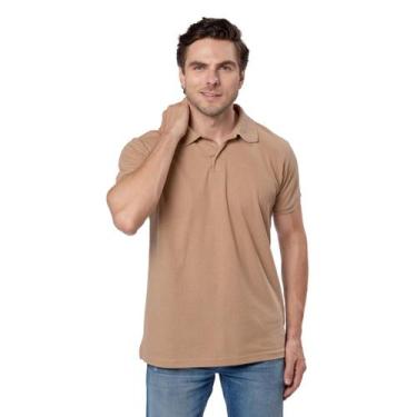 Imagem de Camiseta Polo Piquet Masculina - 4 Azes, Bege, GG